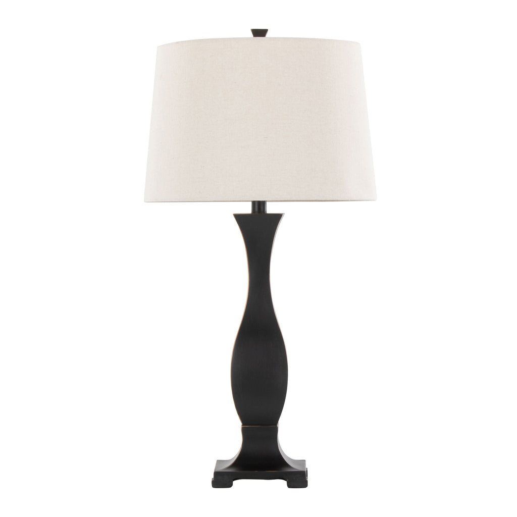 Contemporary Table Lamp Set with Linen Shade - Oil Rubbed Bronze / Oat