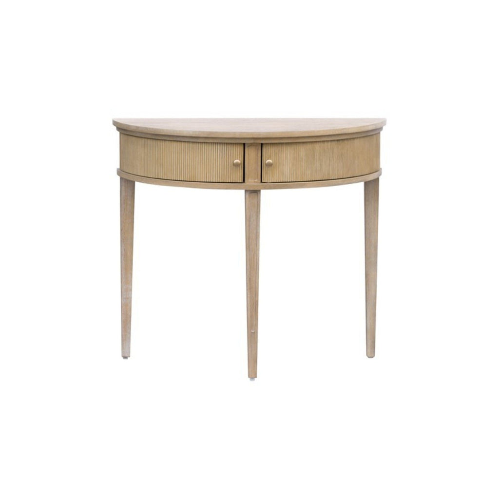 Vintage Inspired Storage Console Table with Fluted Doors - Light Brown