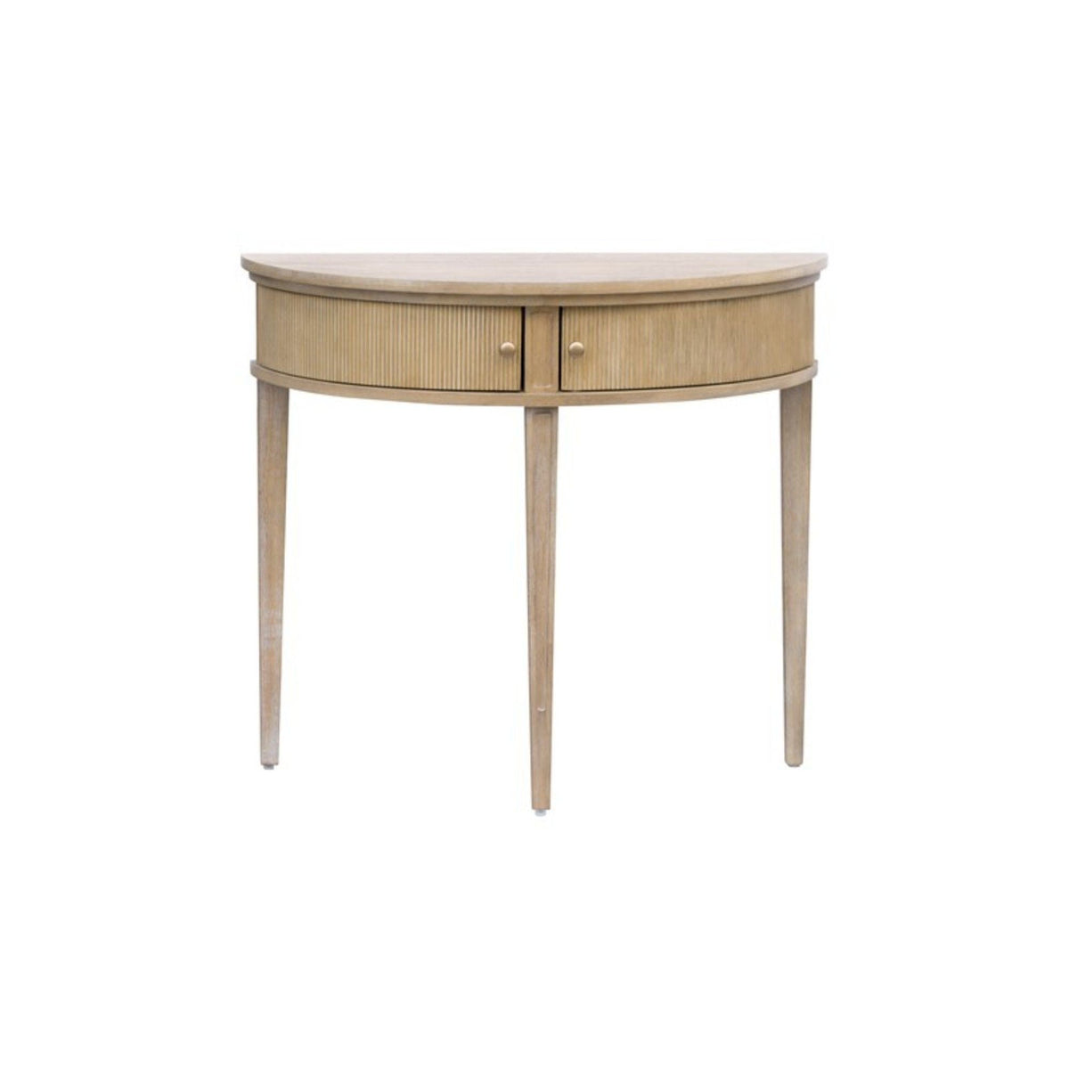 Vintage Inspired Storage Console Table with Fluted Doors - Light Brown