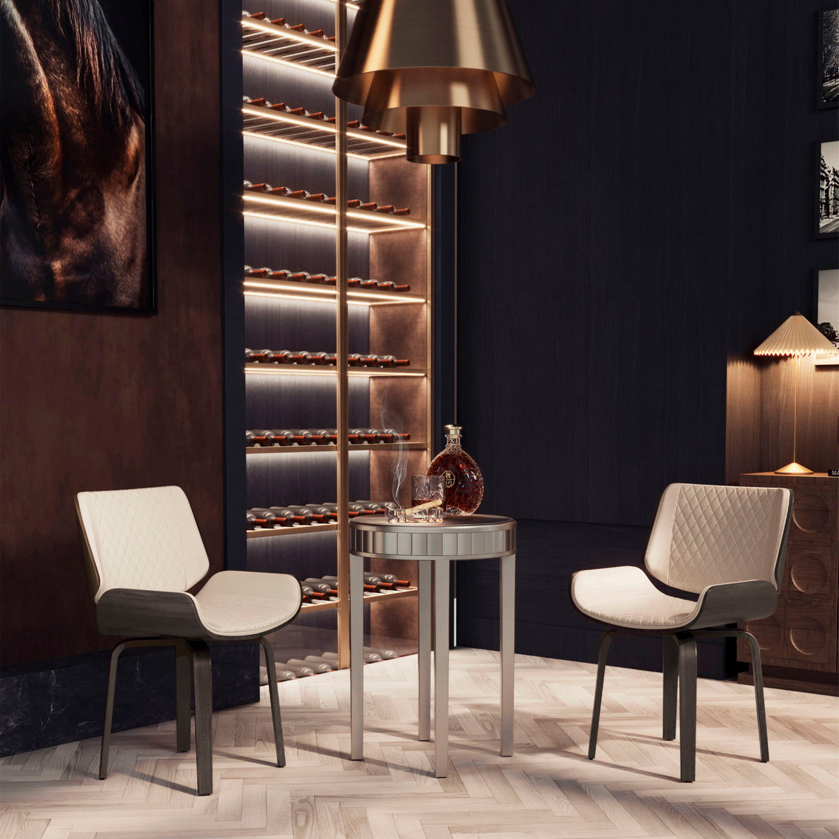 Mid Century Modern Dining Chair Set with 360° Swivel - Beige