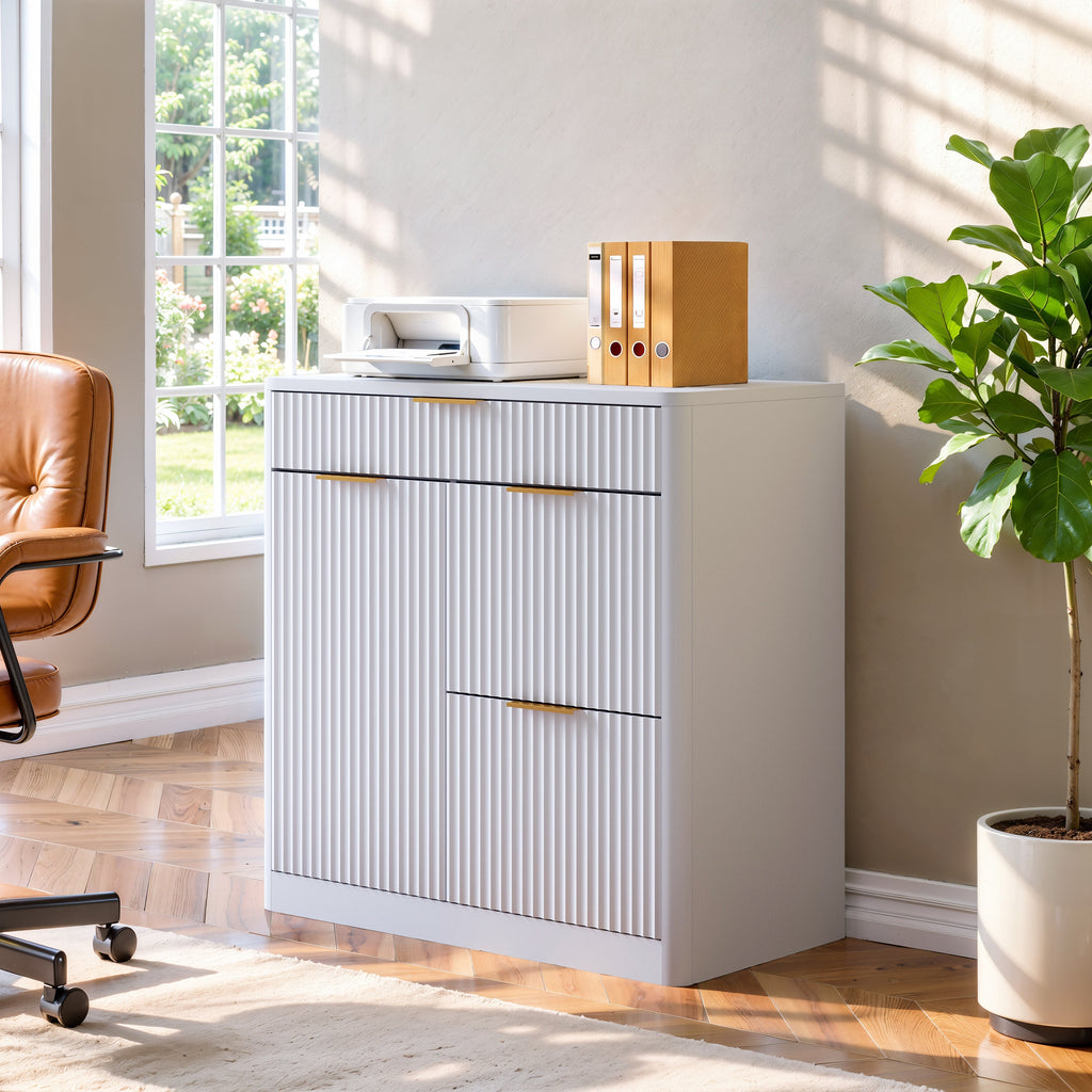 Freestanding Office File Cabinet with Built-In Charging Station - Particle Board