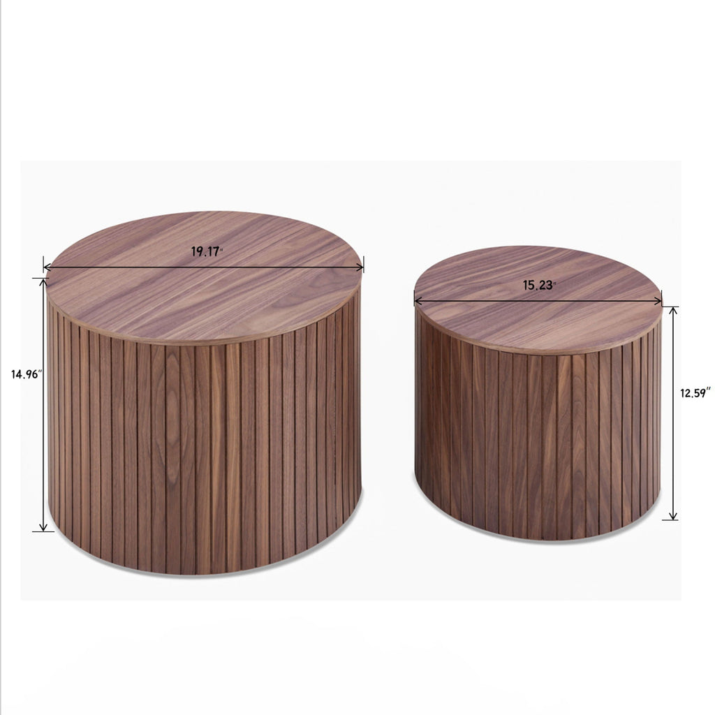 Handcrafted Nested Table Set, 2 Pieces - Black, White, or Dark Brown