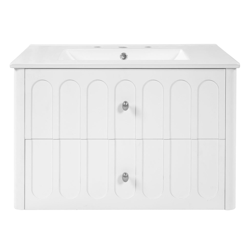 Floating Bathroom Vanity with Soft Close Drawer Slides – White or Black