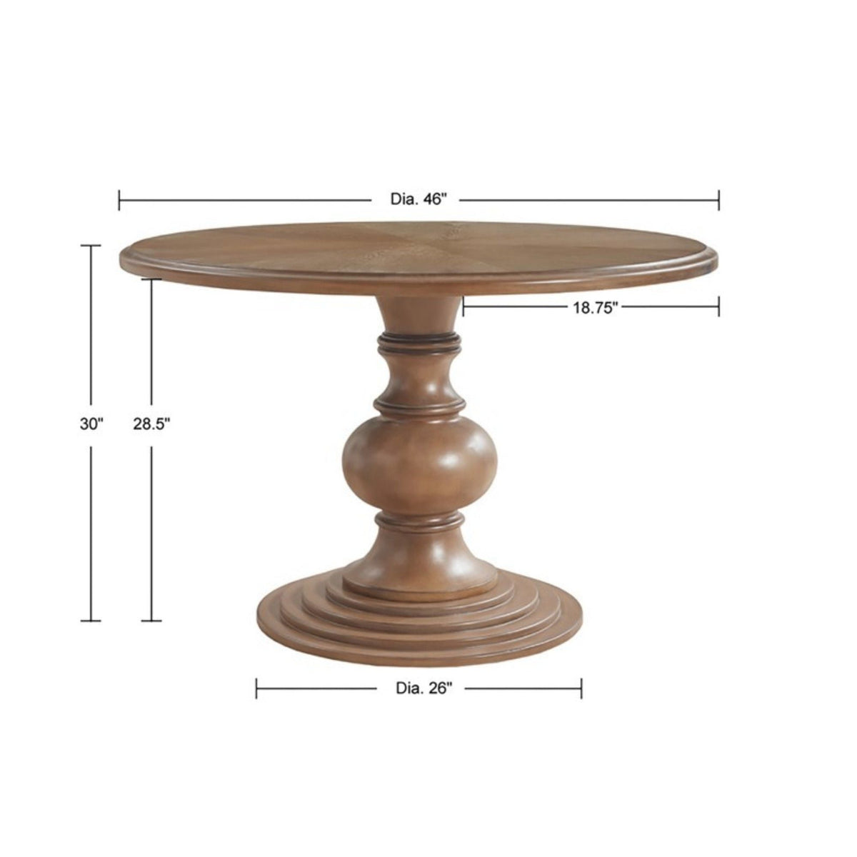 Walnut Round Pedestal Dining Table with Diamond Veneer Top