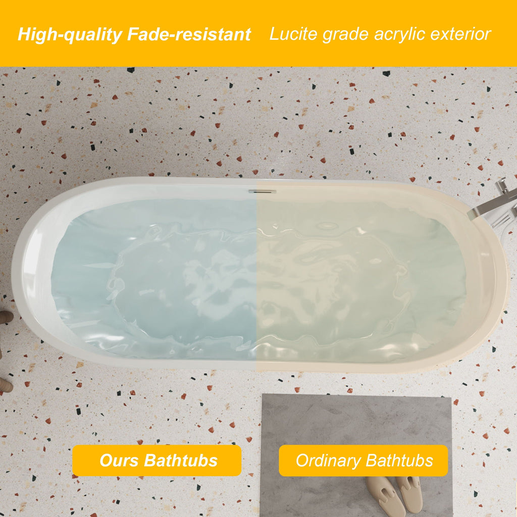 Freestanding Bathtub with Diamond Pattern Design - White or Black