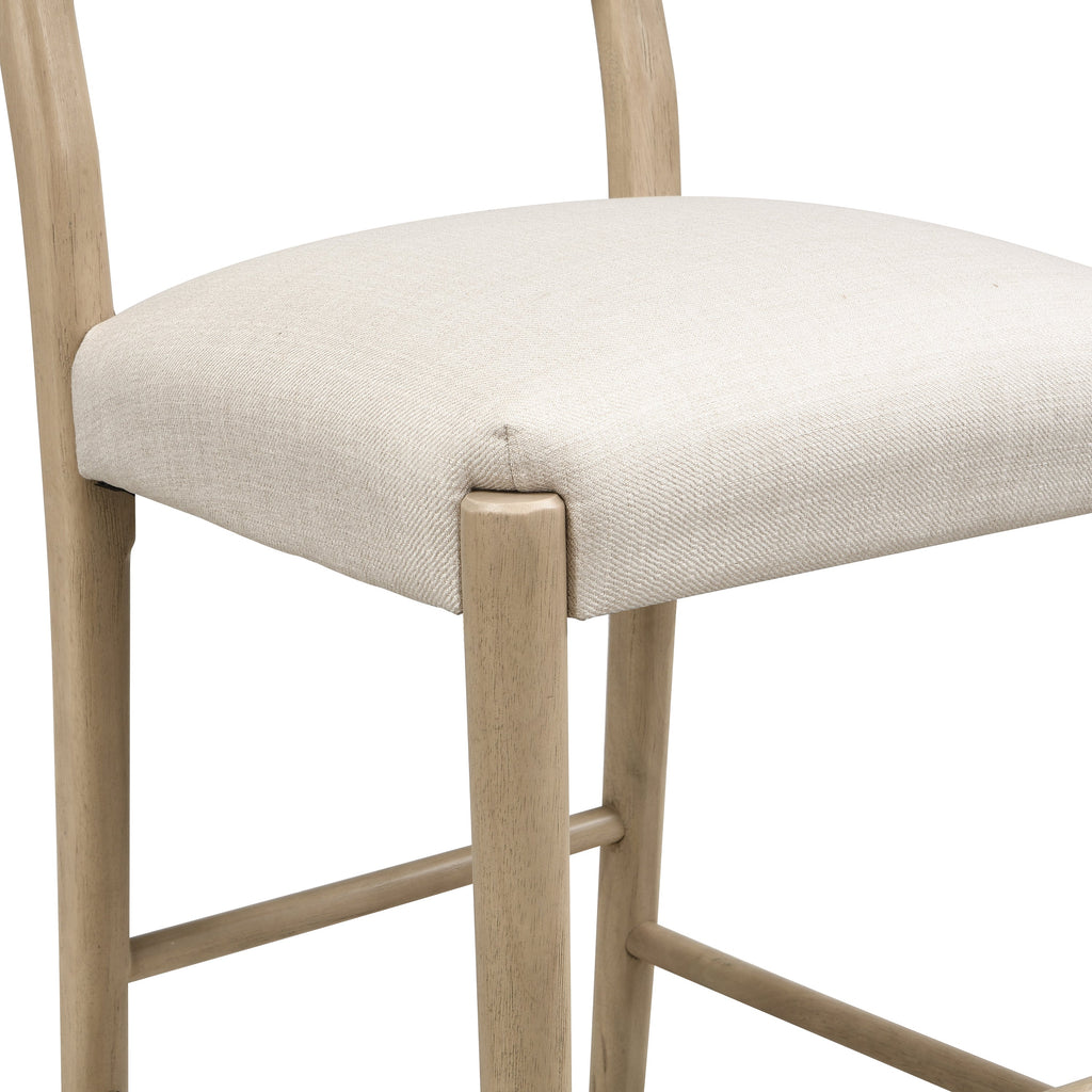 Ladder Back Counter Stool Set with Upholstered Seats - Farmhouse Style