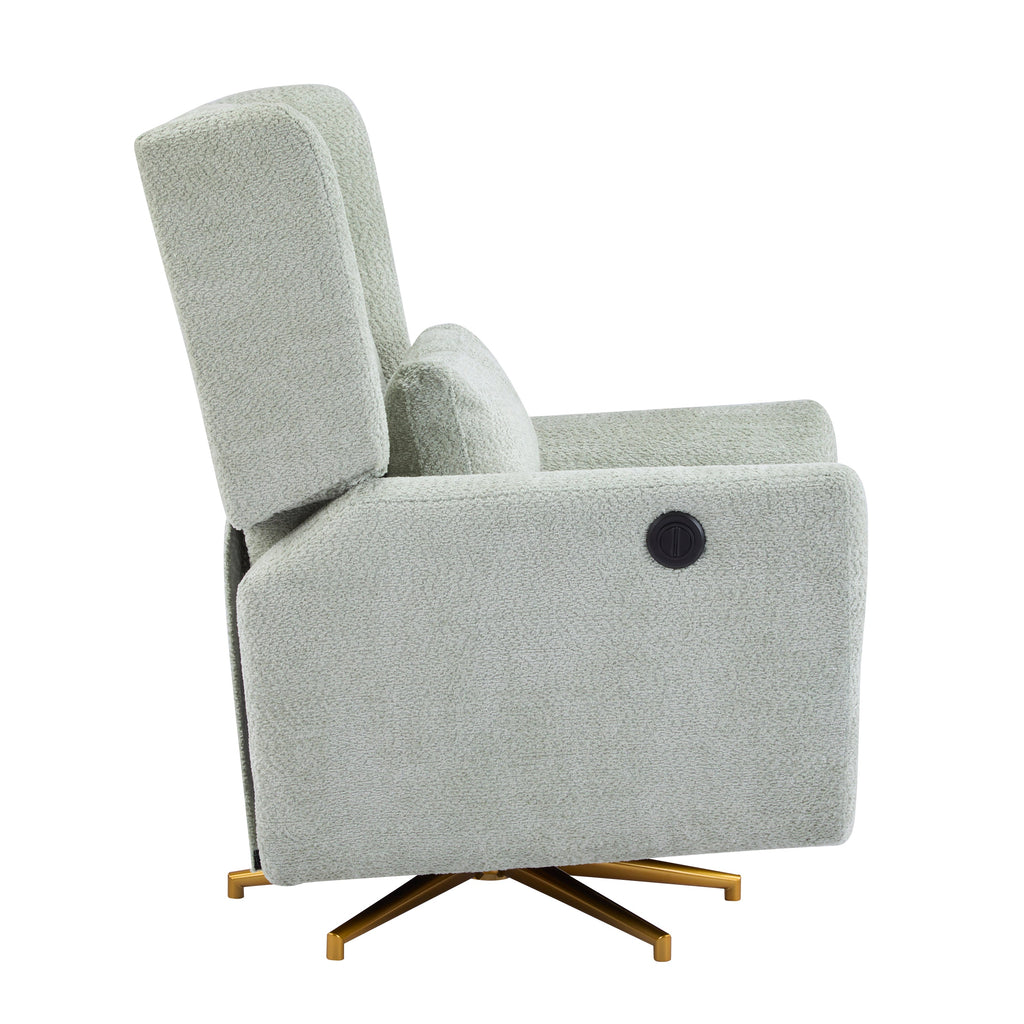 Power Recliner Chair Swivel with Boucle Upholstery and 360° Swivel - Gold or Beige