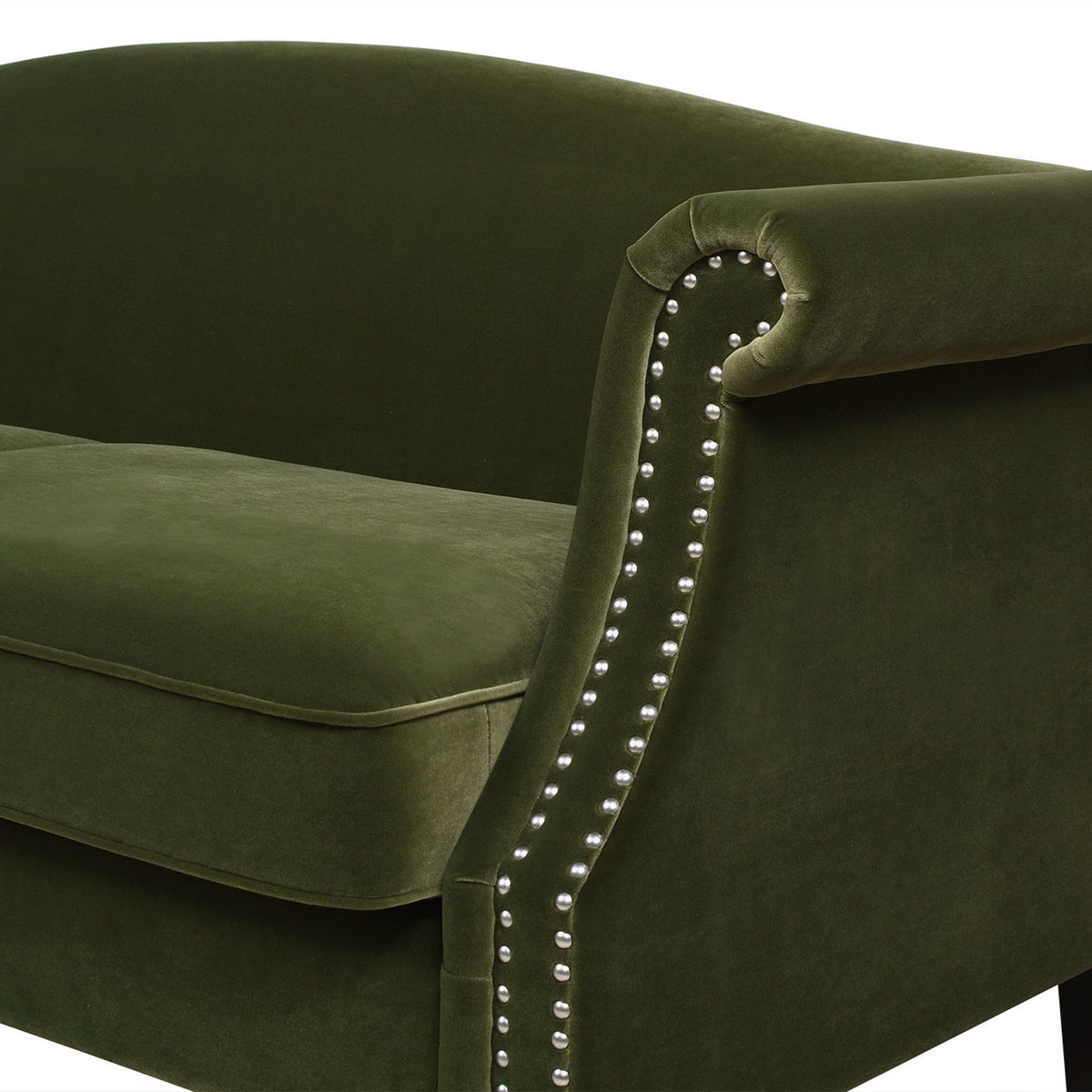 Green Camel Back Small Space Sofa with Performance Upholstery