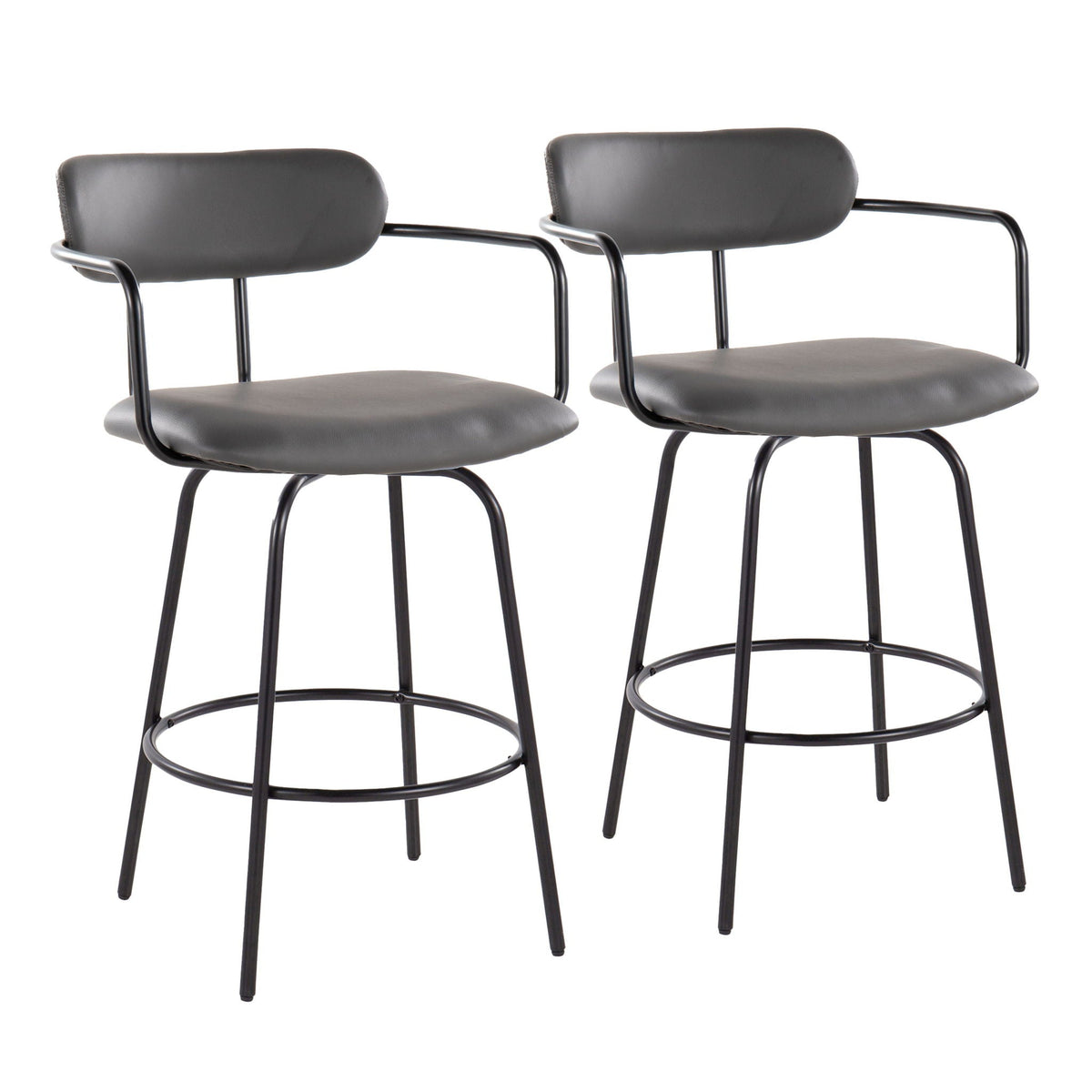 Demi Contemporary Fixed Height Counter Stool With Swivel (Set of 2)