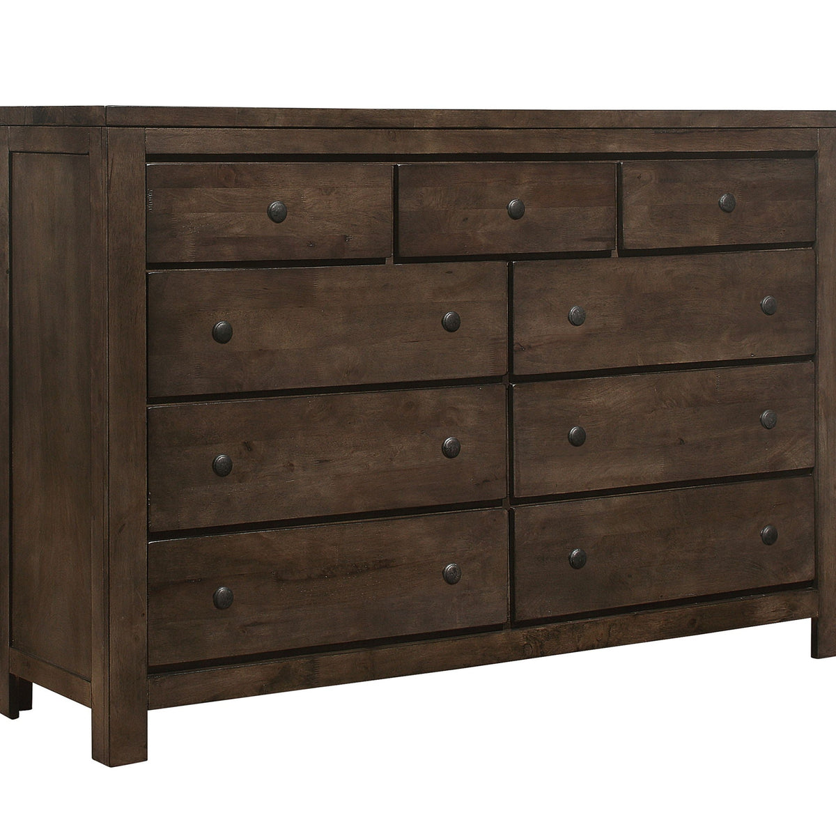 9 Drawer Dresser with Farmhouse Design - Brown