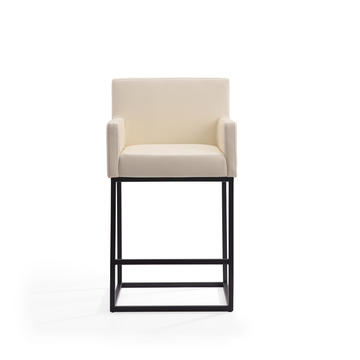 Ambassador Counter Stool with Square Frame and Armrests - Dark Gray or Beige