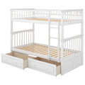 Twin Over Twin Bunk Bed with Drawers - Convertible, Solid Pine Wood - White or Dark Gray