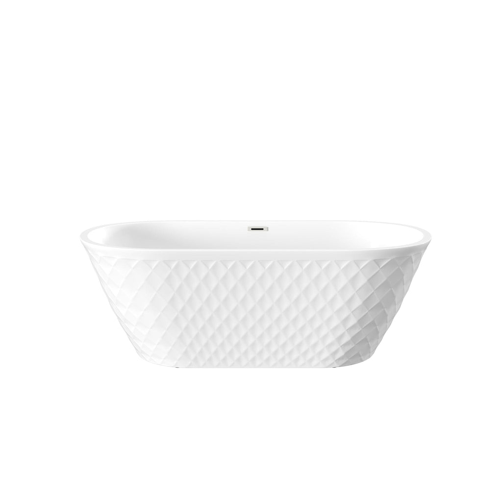 Freestanding Bathtub with Diamond Pattern Design - White or Black