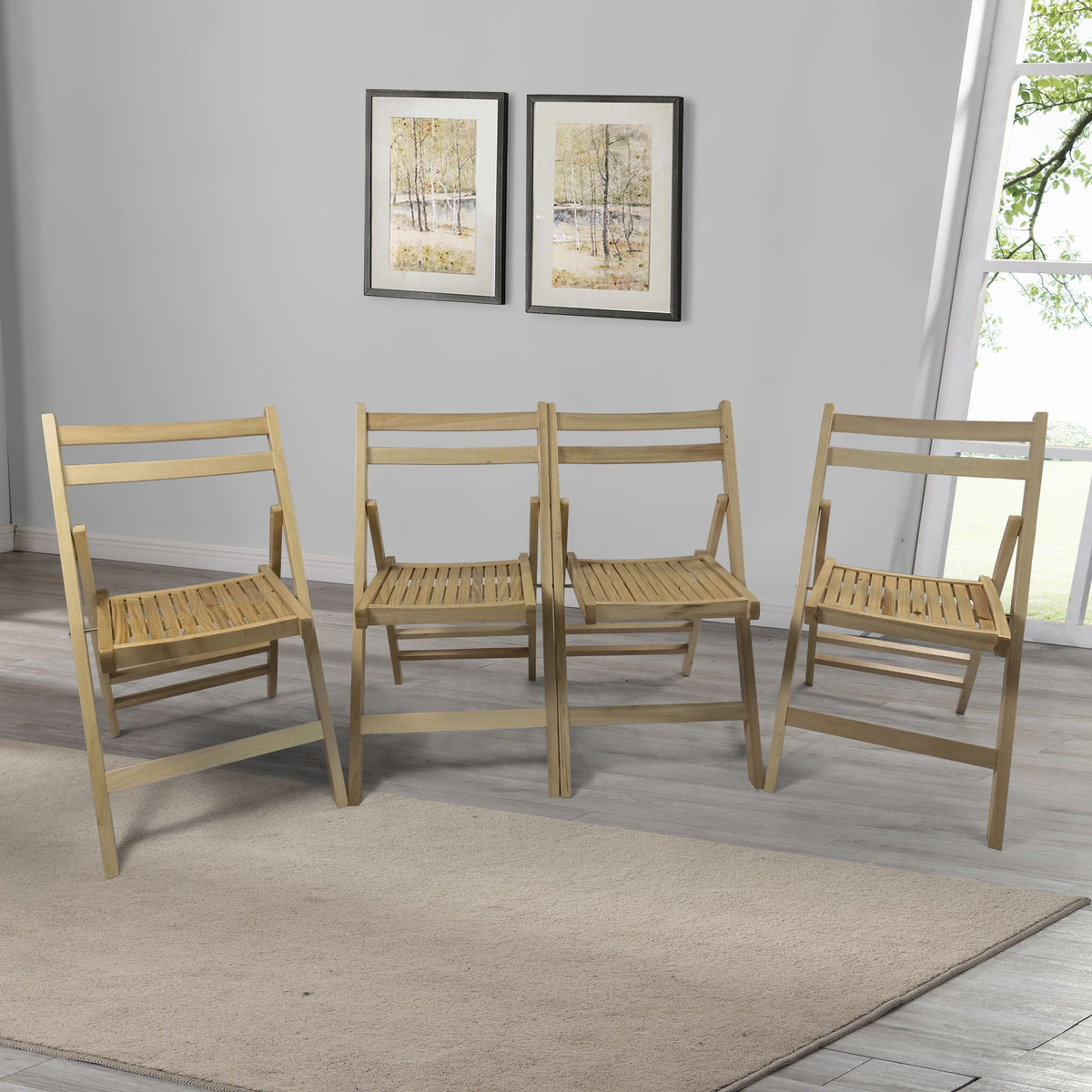 Folding Special Event Chair Set of 4 with Solid Wood Construction - White