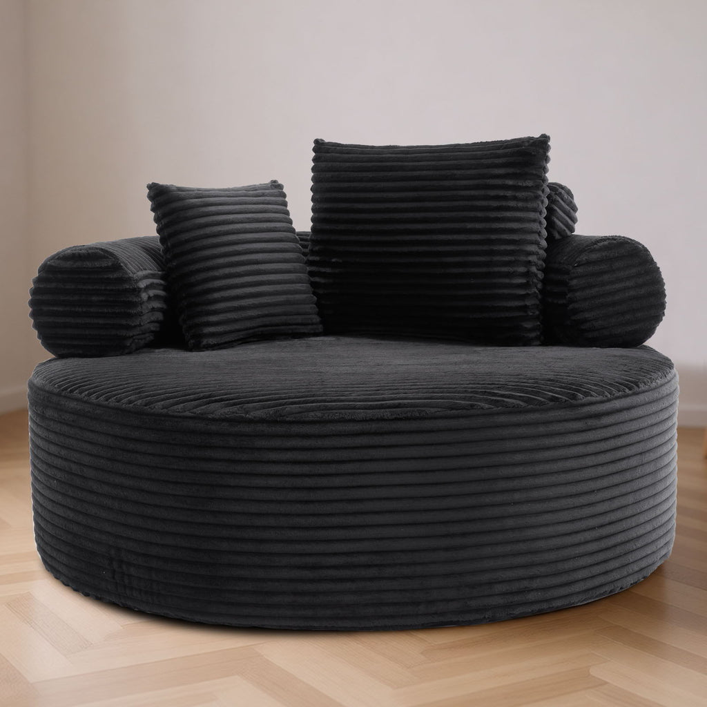 Round Sofa Bed with Memory Foam and 3 Pillows - Multiple Colors