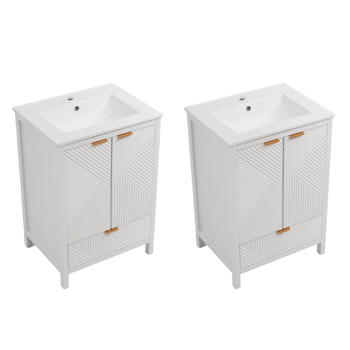 Modern Bathroom Vanity with Sink Combo – Compact Storage - Dark Brown or White