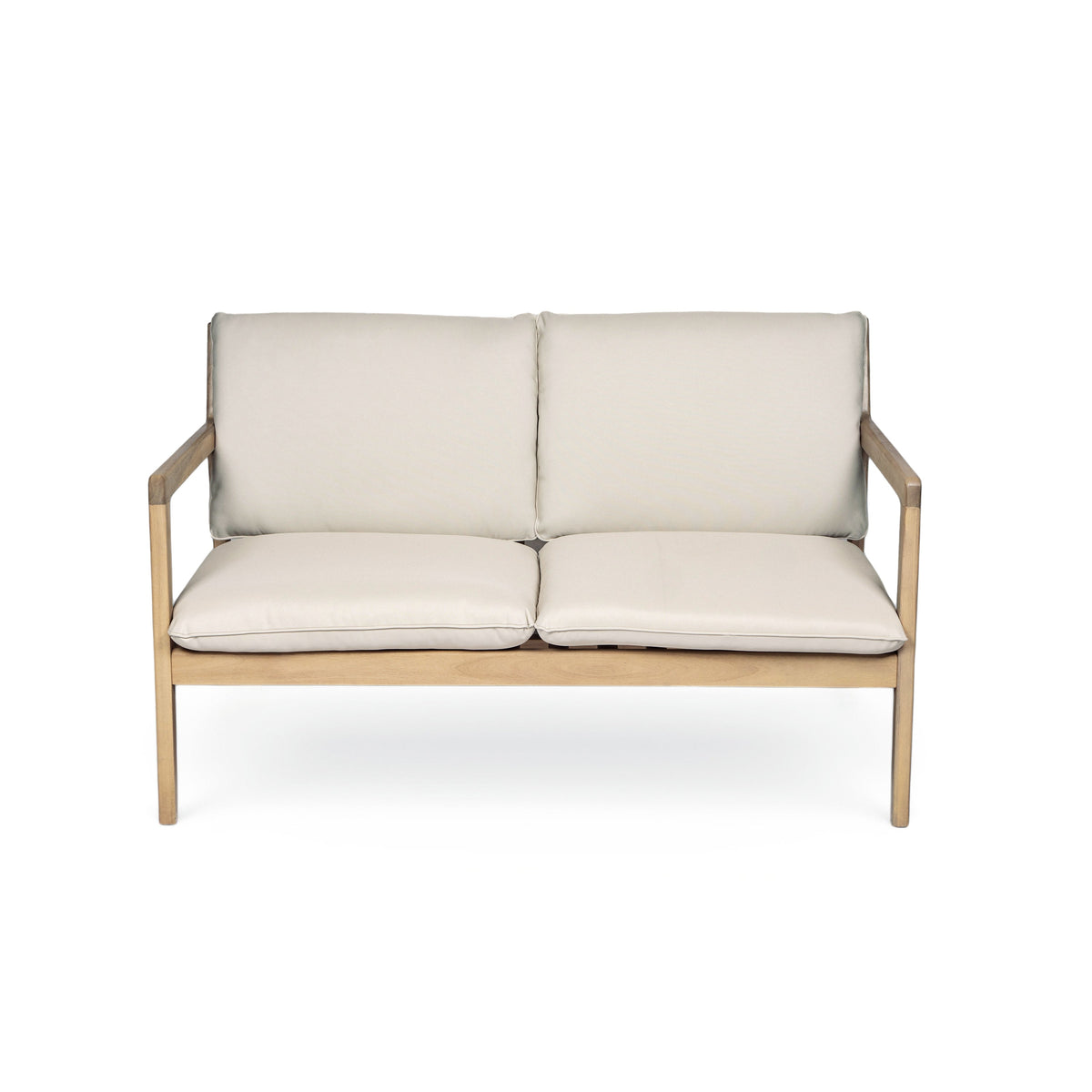 Outdoor Acacia Wood Loveseat with Coffee Table - Light Teak Frame