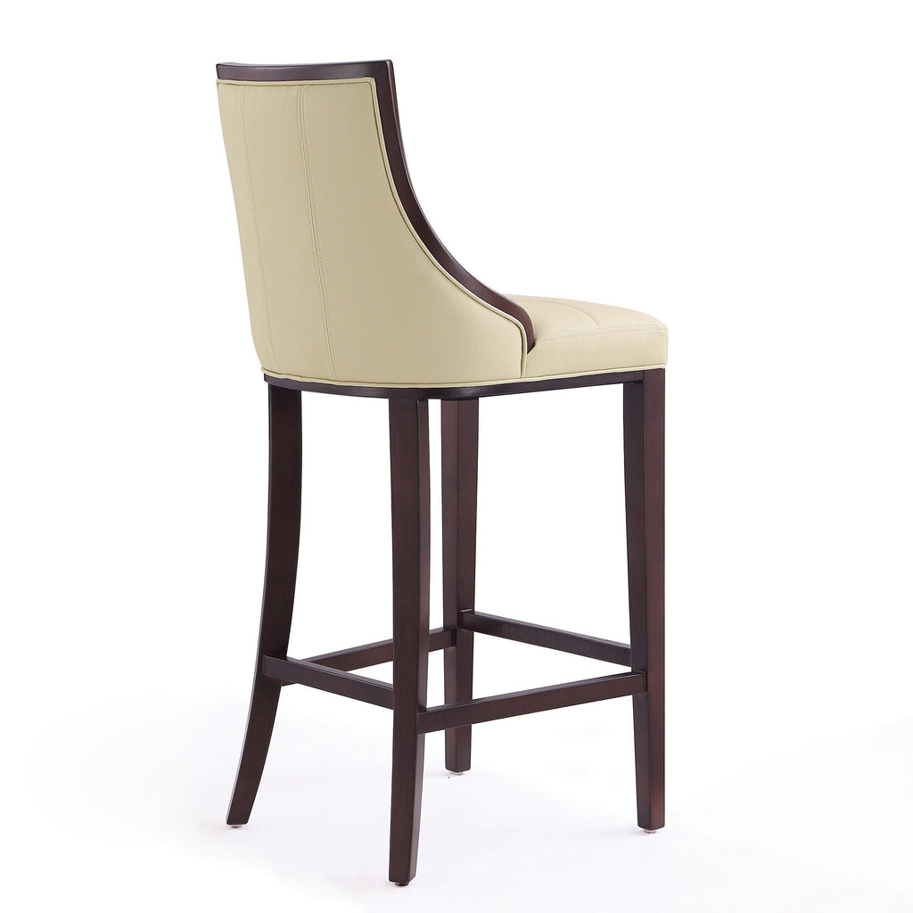 White Bar Height Stool with Solid Wood Frame - Traditional Design