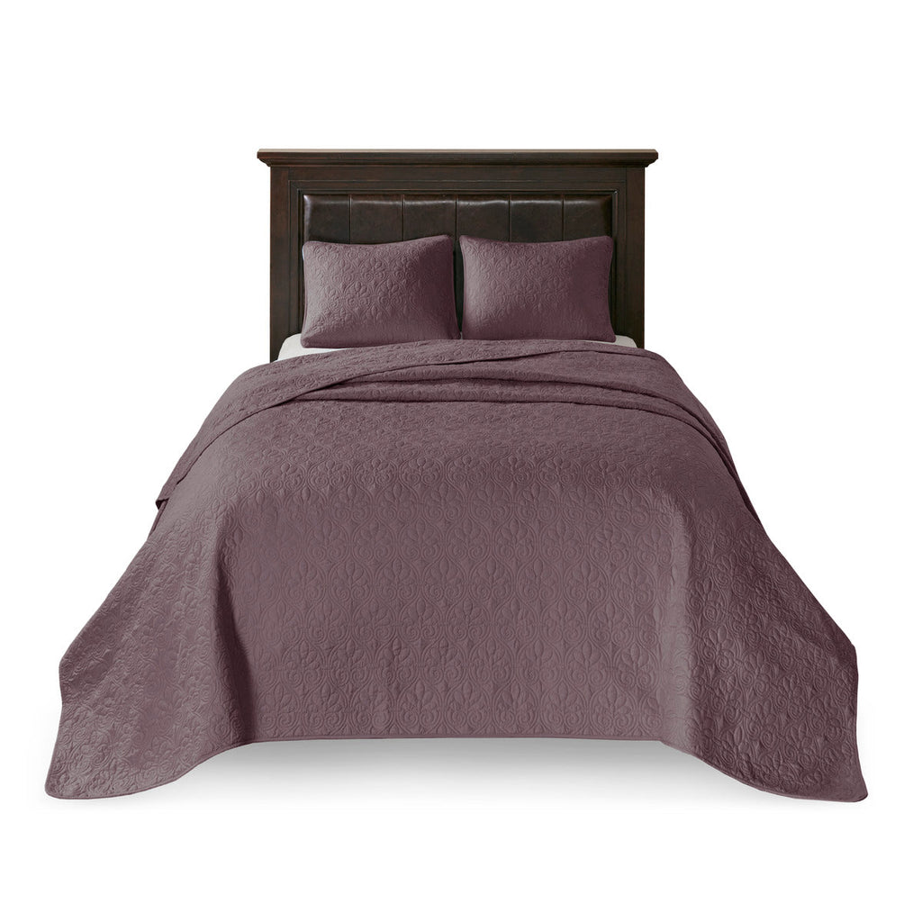 Reversible Quilt Set with Classic Stitch Pattern – Purple