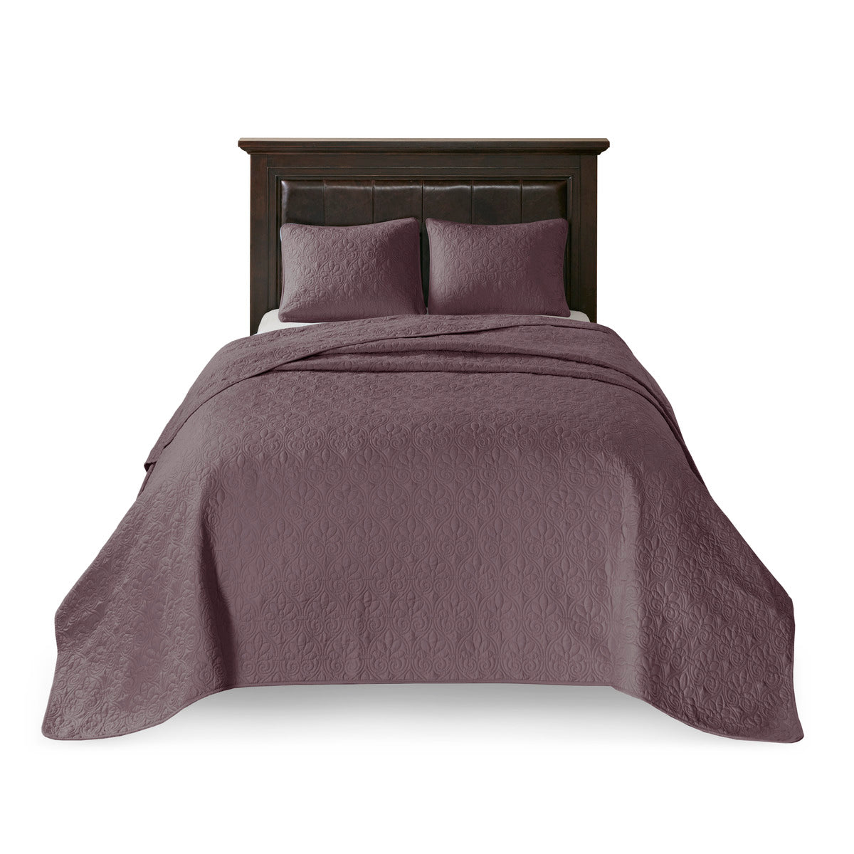 Reversible Quilt Set with Classic Stitch Pattern – Purple