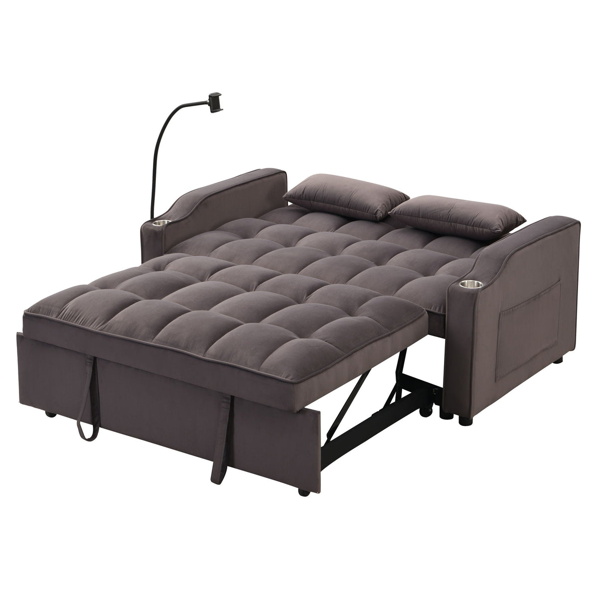 Modern Loveseat Futon Sofa with Pullout Bed and Adjustable Backrest - Multiple Colors