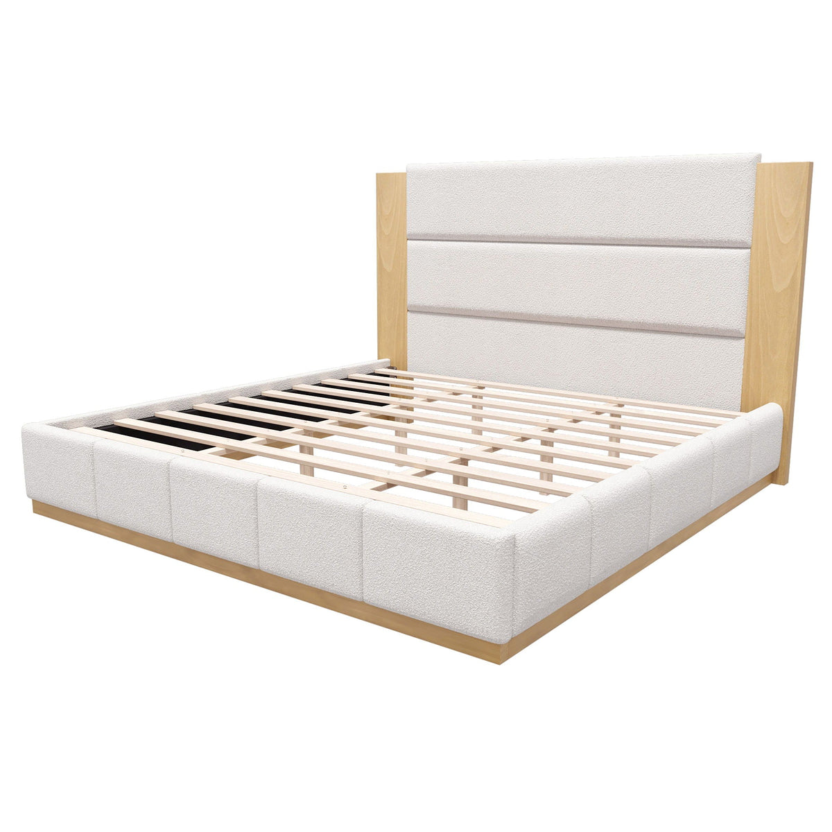 Modern Upholstered Platform Bed with Extended Headboard - Queen or King