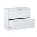 Lateral File Cabinet with Locking System and Anti-Tip Interlock - White