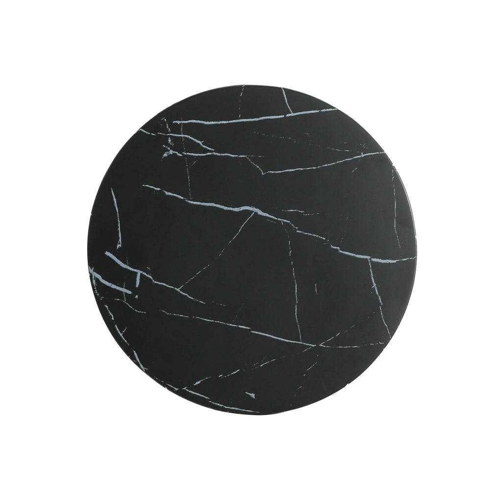 Outdoor Lightweight Concrete Side Table with Marble Effect - Black