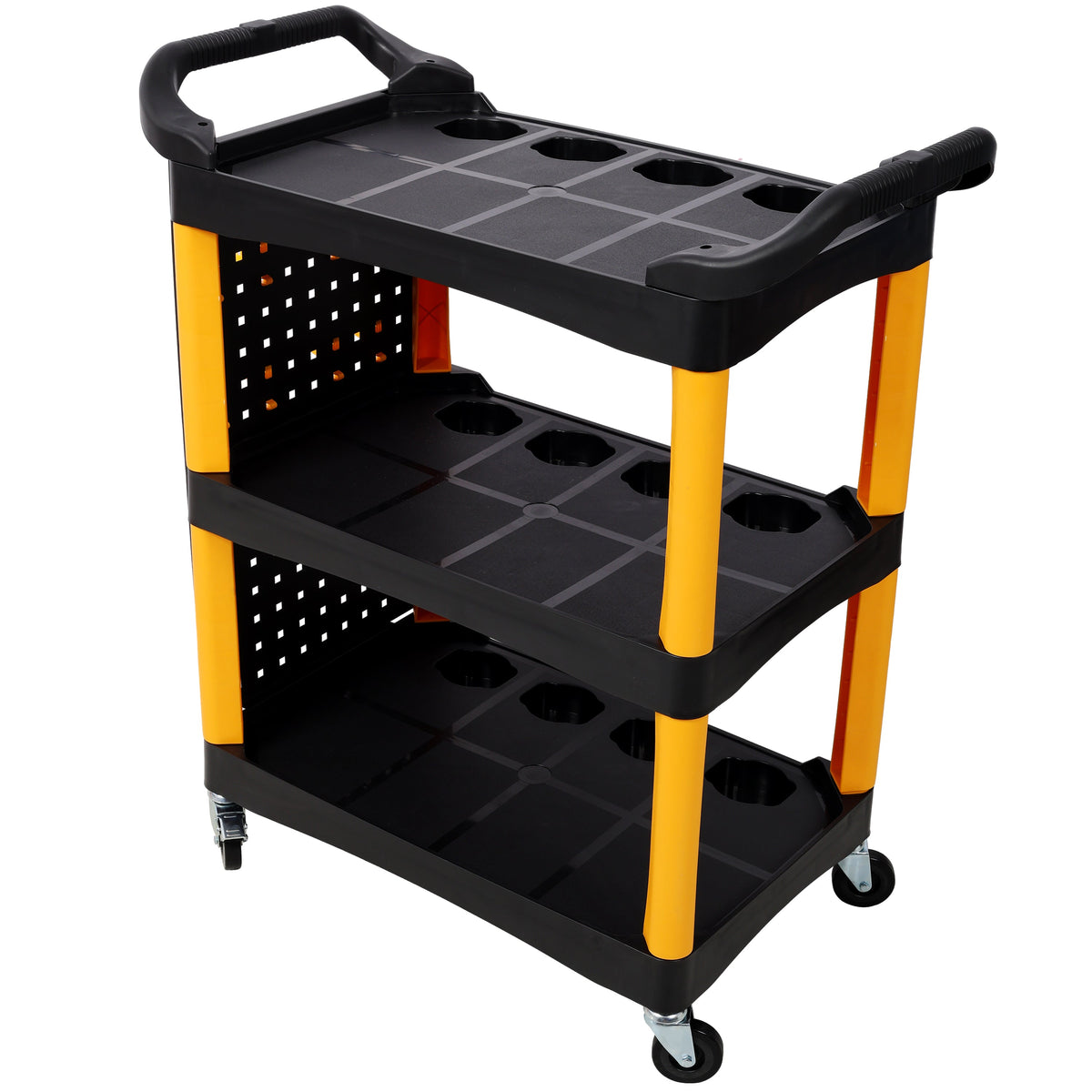 3 Tier Rolling Tool Cart with Wheels - Yellow & Black