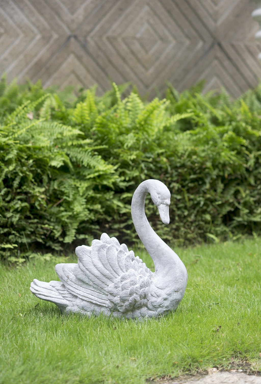MGO Swan Planter with Decorative Sculpted Design - White