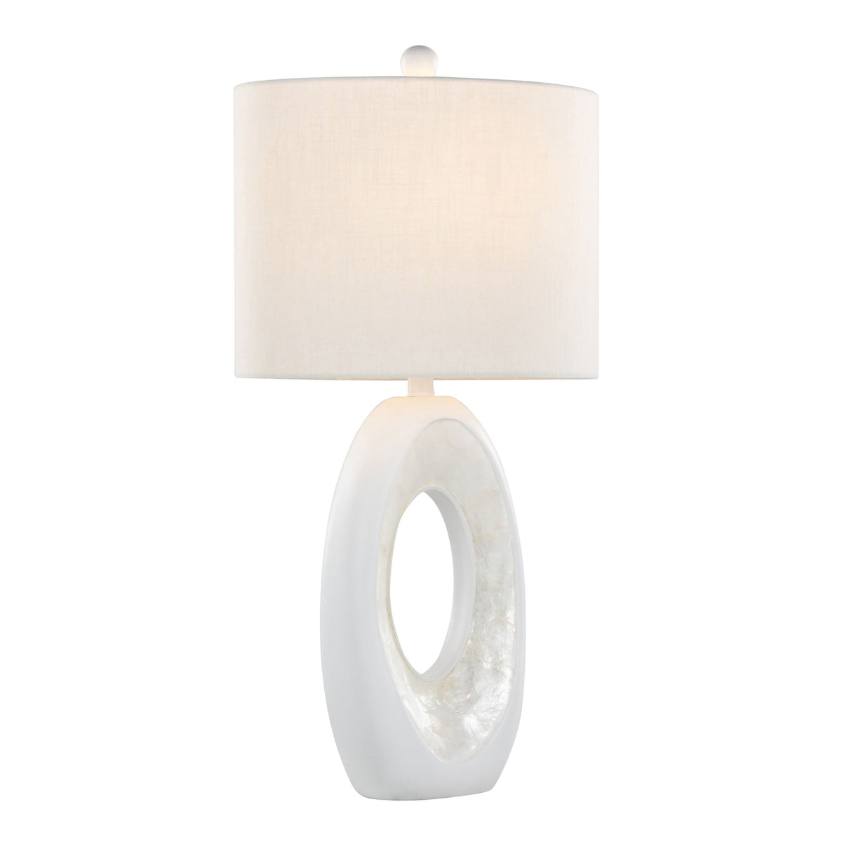 Pearl Contemporary Table Lamp Set with Natural Shell Base - Matte White