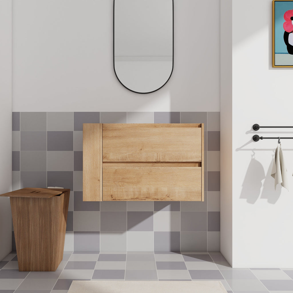 30" Wall Mount Bathroom Vanity with Soft Close Drawer - Imitative Oak