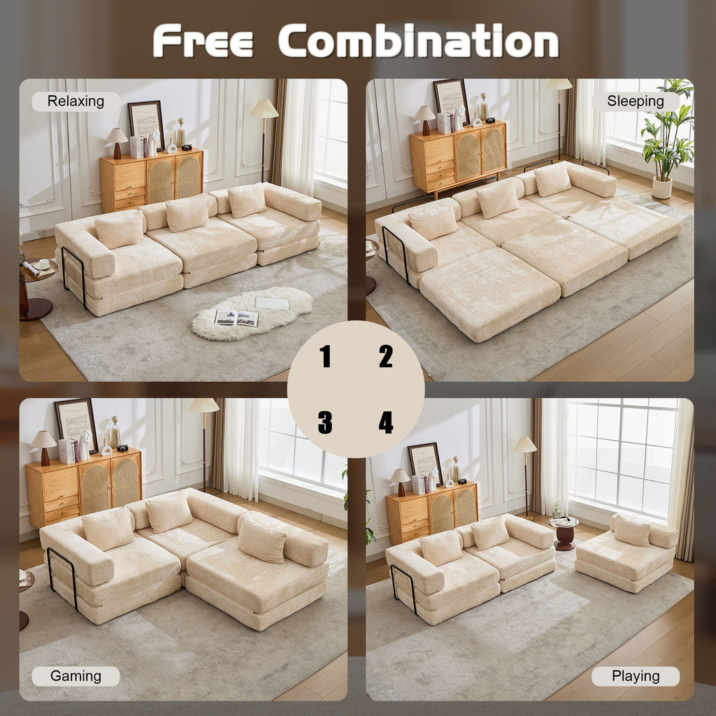 Convertible Floor Sofa Bed with Modular Design - Multiple Colors