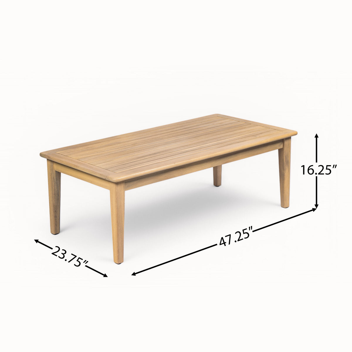 Outdoor Acacia Wood Loveseat with Coffee Table - Light Teak Frame
