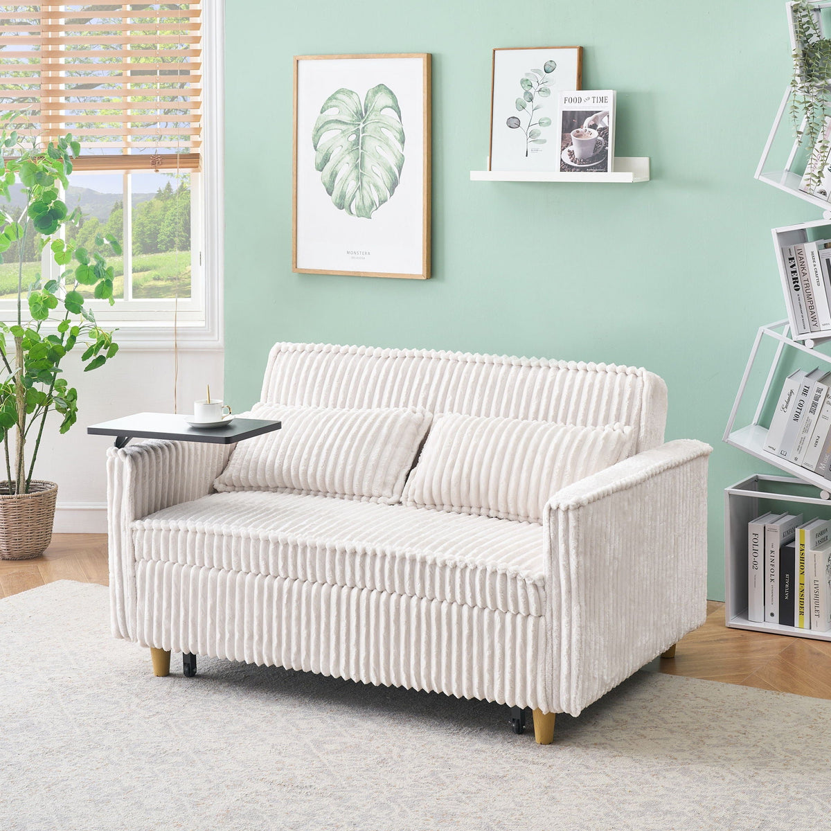 Pull Out Sofa With Movable Tabletop and USB Ports - Multiple Colors