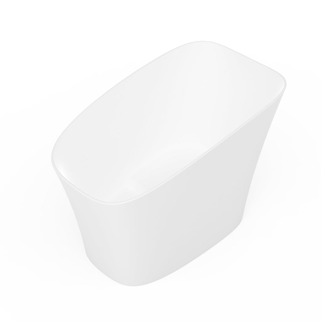 51-Inch Freestanding Solid Surface Deep Soaking Bathtub with Seat - Matte White