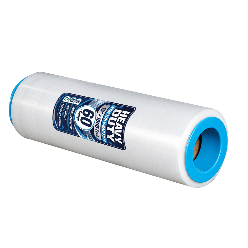 1000ft Industrial Strength Stretch Wrap Film Roll with Handles - Clear Plastic