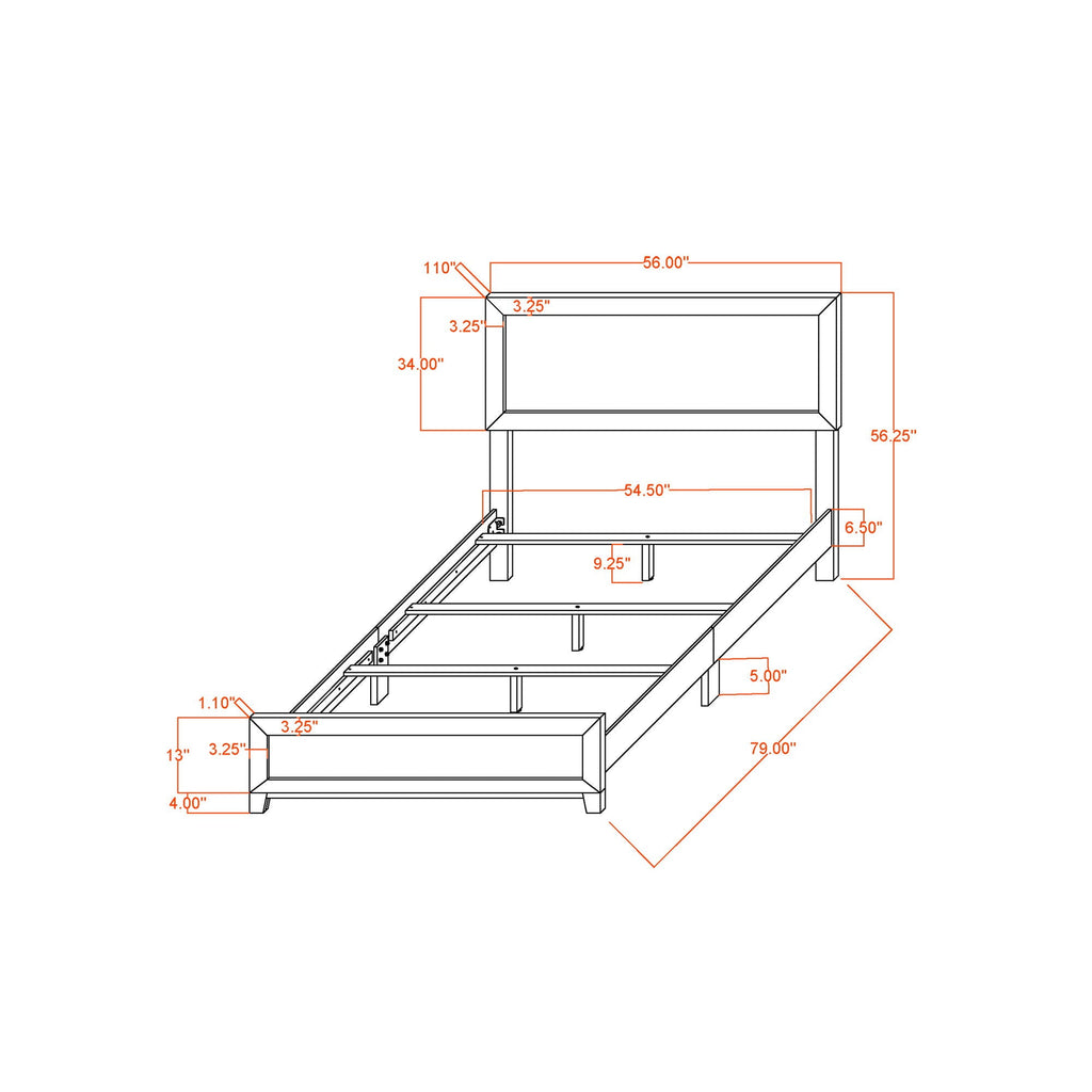 Soluto Platform Bed with Solid Wood and LVL Frame - Black or Dark Gray