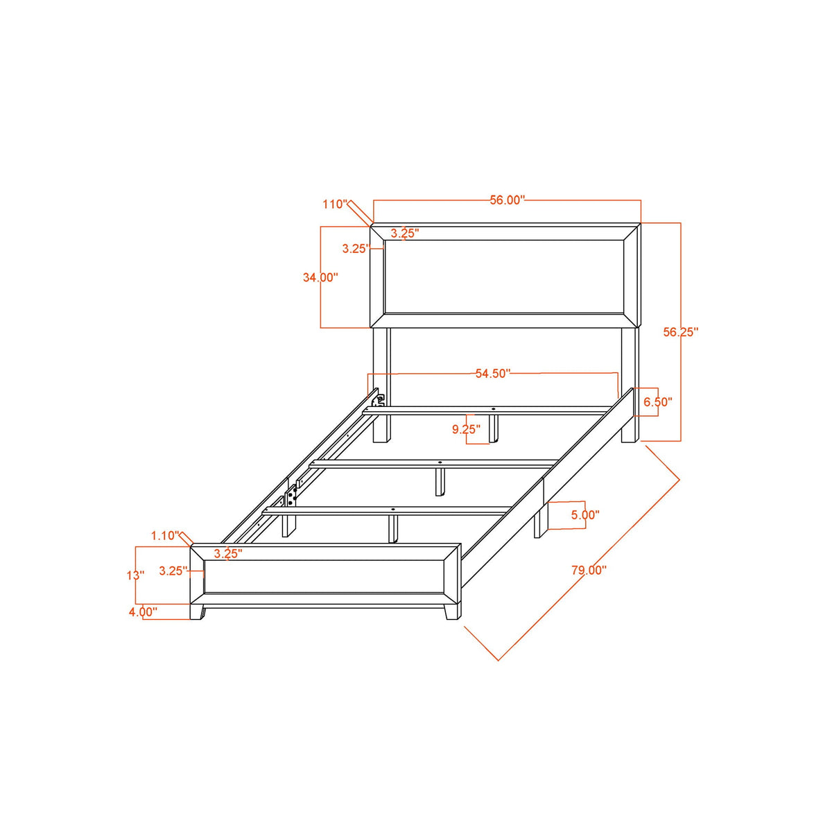 Soluto Platform Bed with Solid Wood and LVL Frame - Black or Dark Gray
