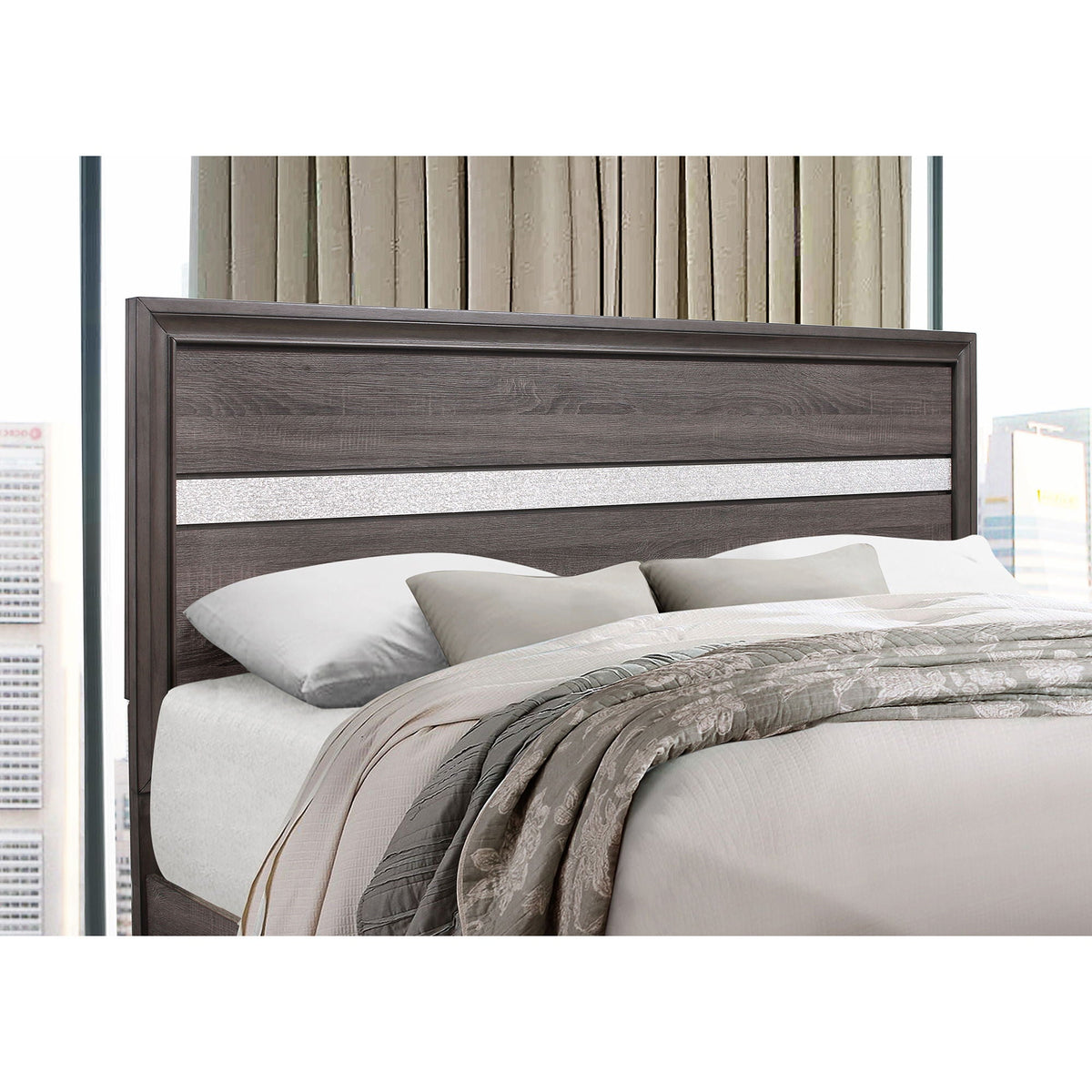 Storage Bed with Two-Drawer Footboard - Dark Gray