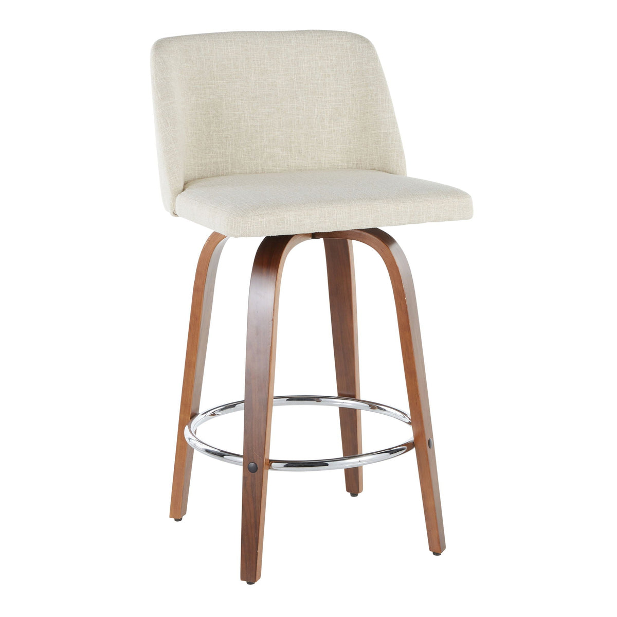 Mid-Century Modern Counter Stools with Padded Seat - Black or Gray