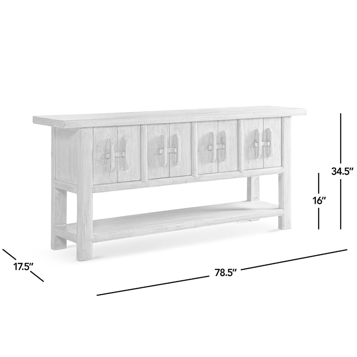 Reclaimed Pine Sideboard with Lower Shelf - Natural