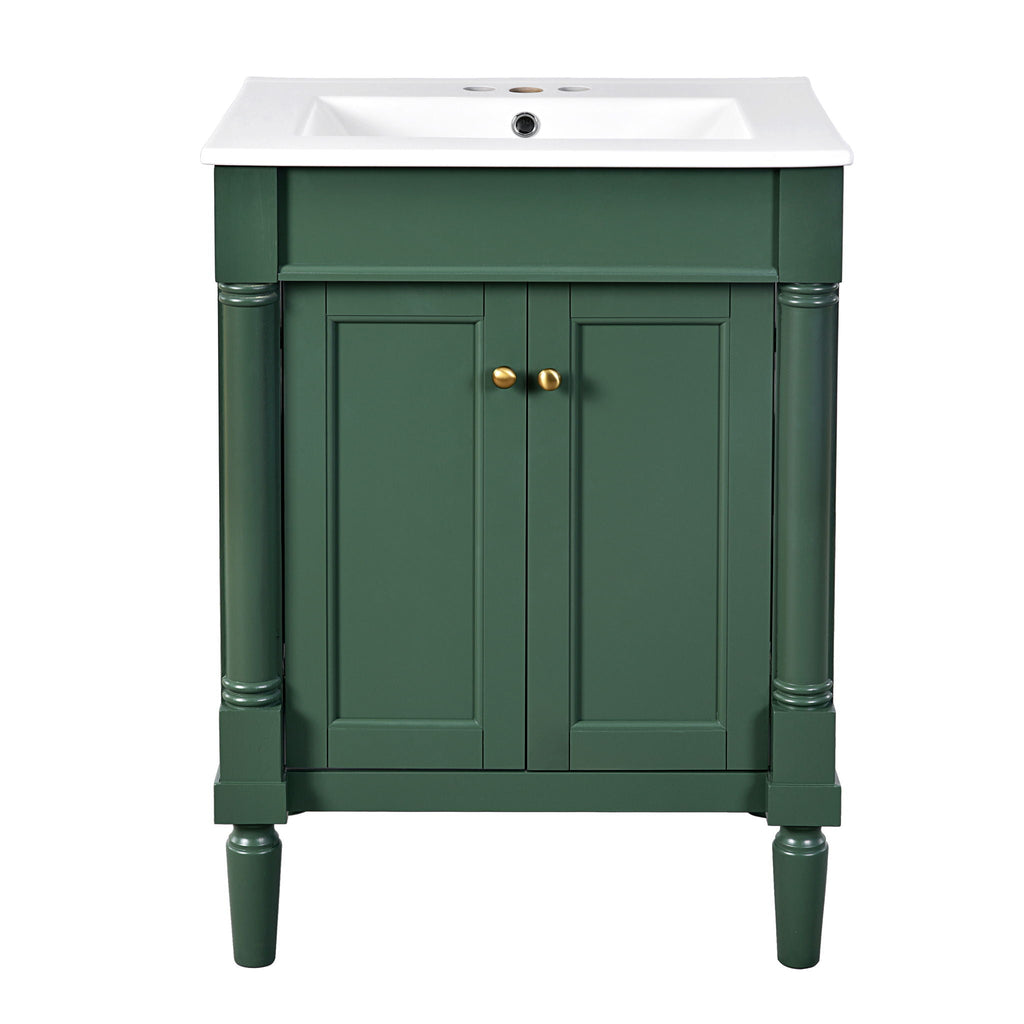 Bathroom Vanity With Top Sink and Two-Tier Storage Cabinet - Multiple Colors