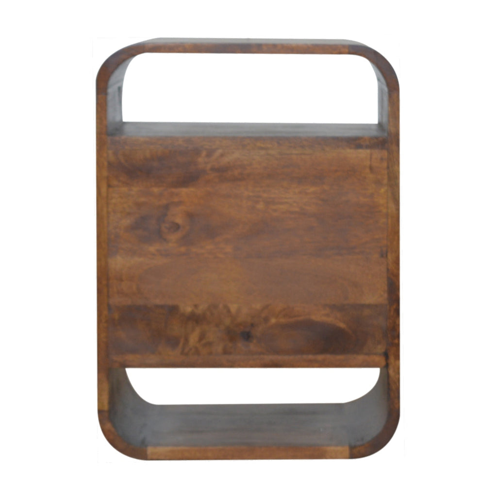 Solid Wood Chestnut Curve 2-Drawer Nightstand