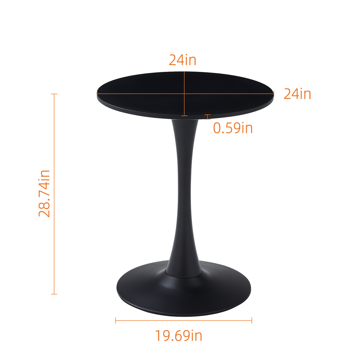 Black Round Dining Table with MDF Top and Matte Iron Base - Black