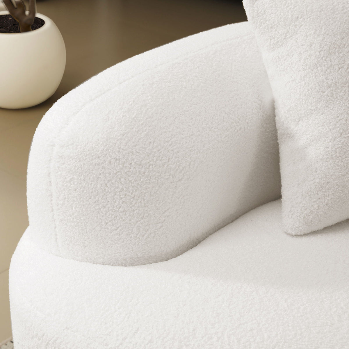 Curved 4 Seater Full Compression Sponge Sofa with Soft Upholstery - White or Gray