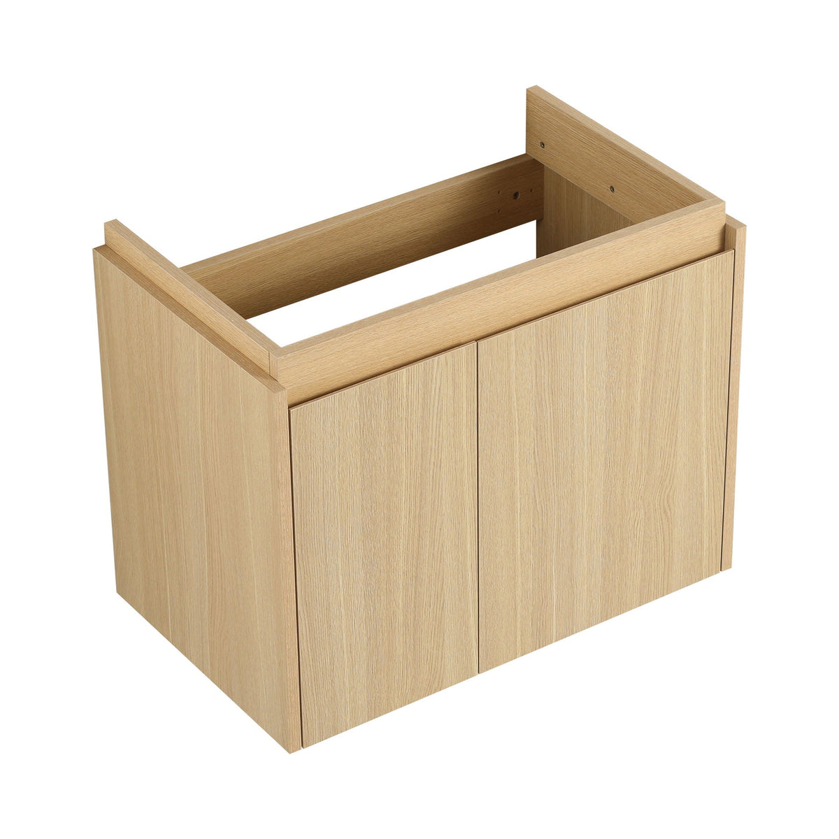 Modern Bathroom Vanity with Ceramic Basin and Storage Cabinet - Light Brown, Black, or White