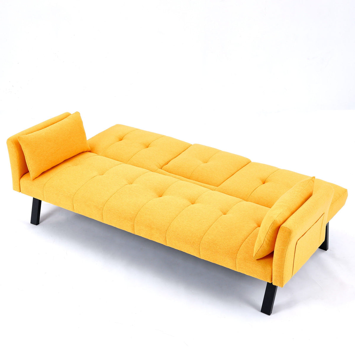 Foldable Sofa Bed with Cup Holder and Solid Wood Frame - Multiple Colors
