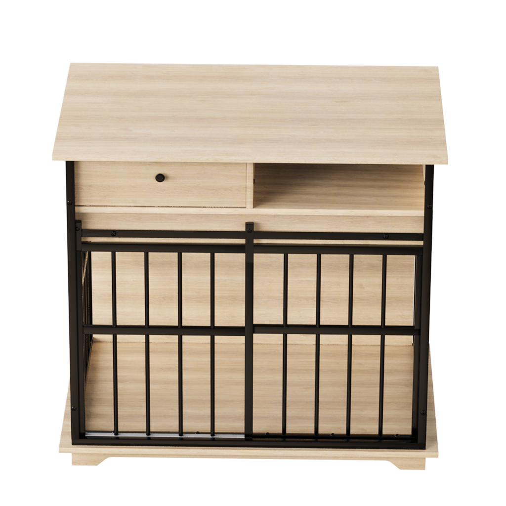 Dog Cage Furniture for Small Dogs with Modern Style - Black+Natural or Walnut+Black