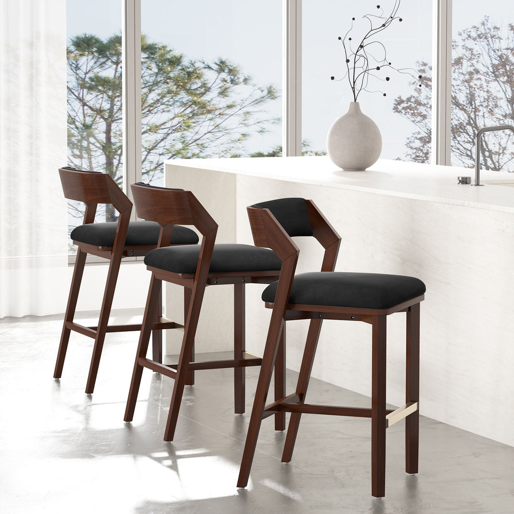 Bar Height Barstool with Backrest - Pearl Silver, White, Black, Dark Green